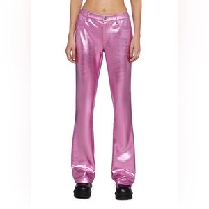 Delia's x Dolls Kill Metallic Pants Women’s Size XL High-Waisted & Shiny PINK